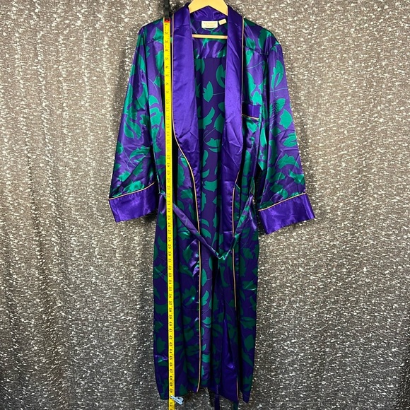 Victoria’s Secret Size M/L Floral‎ Vintage Yellow Label Purple Green Tassel Robe - Picture 2 of 11